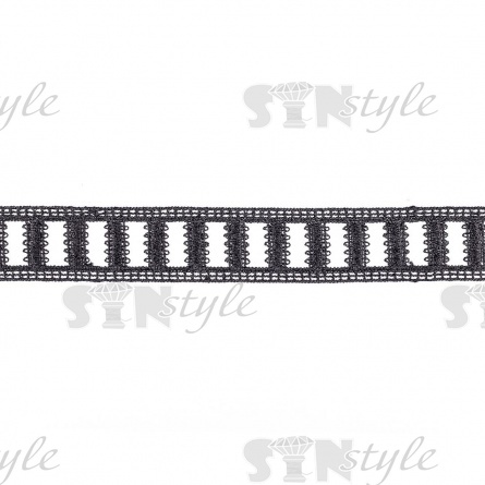 Кружево вязаное ажурное, цвет черный, намотка 15 ярдов, ширина 30 мм фото 1