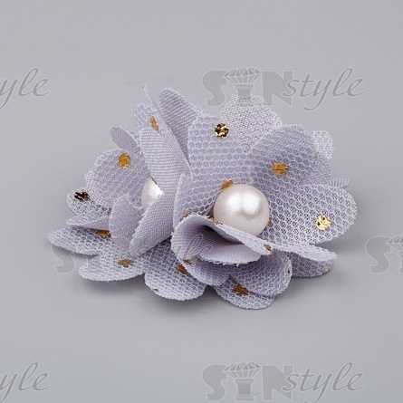 Цветочки декоративные, цвет серый, диаметр 40 мм,  фото 2