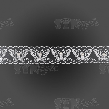 Бабочки из капроновой ленты, ширина 45 мм, намотка 20 ярдов, цвет белый (№ 7) фото 1