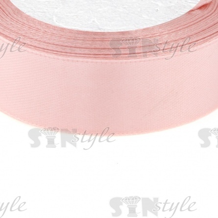 Декоративная лента атласная, ширина 25 мм, намотка 25 ярдов, цвет светло-розовый (№169) фото 2