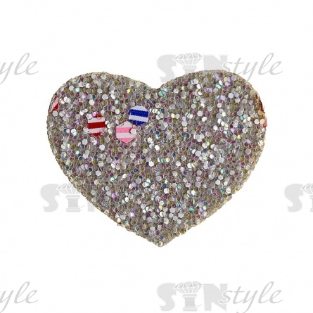 Аппликация 3D "Сердечко", цвет серый, размер 30х25 мм фото 1