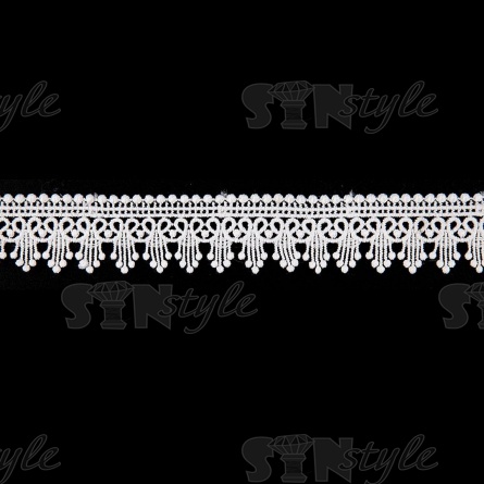 Кружево ажурное матовая нить, ширина 30 мм, цвет белый, намотка 15 ярдов фото 1