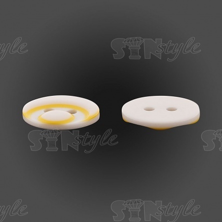 Пуговица пластиковая на два прокола, размер 20L, цвет белый/желтый фото 3