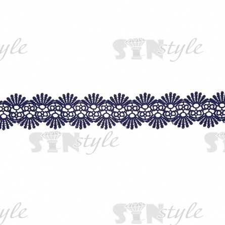 Кружево ажурное, тонкая изящная гирлянда с причудливым узором и резными краями, ширина 40 мм, цвет темно-синий, намотка 10 ярдов  фото 2