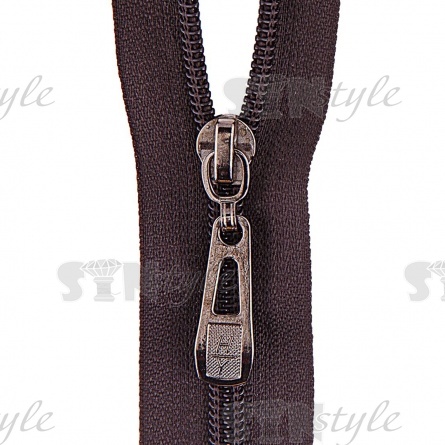 Молния спираль, тип 5, разъемная, длина 85 см, цвет 305 (графит), бегунок темный никель фото 2