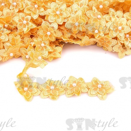 Цветочки из капроновой ленты, размер 45 мм, намотка 20 ярдов, цвет желтый (№2) фото 1