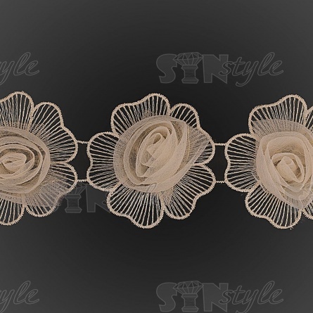 Цветочки из капроновой ленты, ширина 75 мм, намотка 15 ярдов, цвет белый фото 1