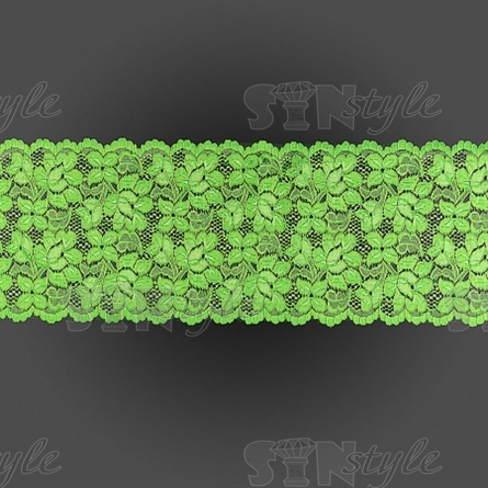 Кружево эластичное, ширина 140 мм, цвет салатовый, намотка 15 ярдов фото 2