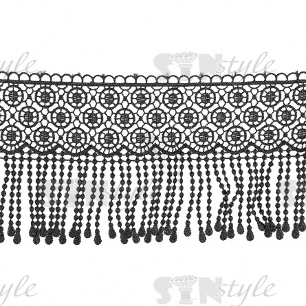 Кружево ажурное, ширина 130 мм, цвет черный, намотка 15 ярдов фото 2