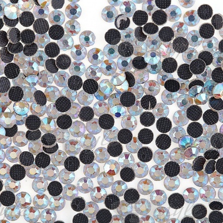 Стразы термоклеевые стеклянные SS16, форма круг, цвет радужный (голография), 1440 шт/уп   фото 1