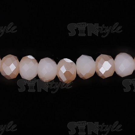 Бусины граненые Рондель (стекло), цвет светло-бежевый (60), 8 мм, 72 шт/нить фото 2