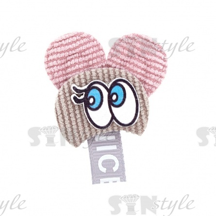 Аппликация 3D "Мышка", цвет серый+грязно-розовый, размер 37х42 мм фото 1