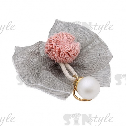 Аппликация 3D "Бантик", цвет серый+грязно-розовый, размер 50х45 мм фото 2