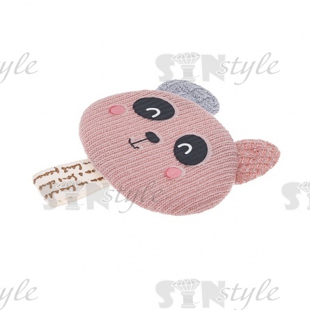 Аппликация 3D "Мишка", цвет грязно-розовый+серый, размер 50х45 мм фото 2