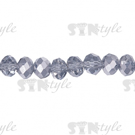 Бусины граненые Рондель (стекло), цвет серебряный (91), 6 мм, 95-100 шт/нить фото 2