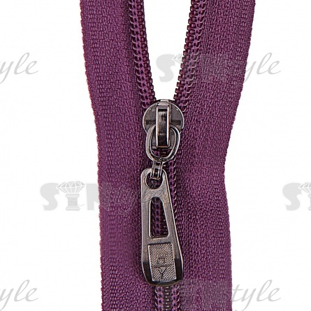 Молния спираль, тип 5, разъемная, длина 80 см, цвет 180 (фиолетовый), бегунок темный никель фото 2