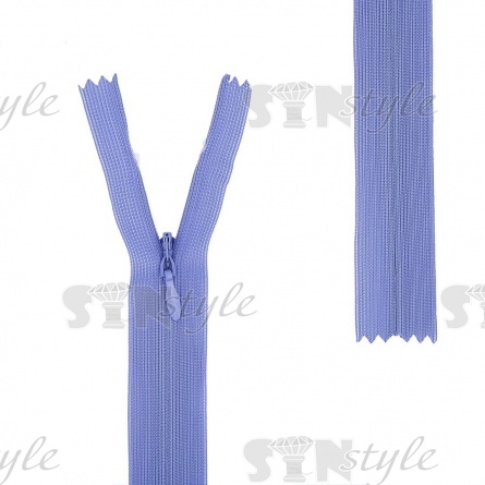 Молния спираль, тип 3, потайная, неразъемная, основа капрон, длина 50 см, цвет 255 (сиренево-голубой), бегунок цвета основы фото 1