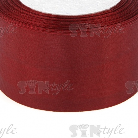 Декоративная лента атласная, ширина 50 мм, длина 25 ярдов, цвет бордовы (№048) фото 2