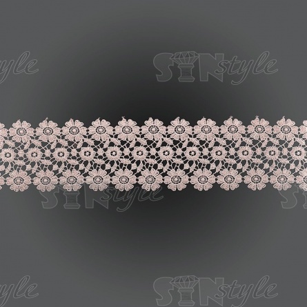 Кружево ажурное с нежным цветочным орнаментом, ширина 75 мм, цвет грязно-розовый, намотка 15 ярдов фото 2