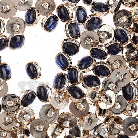 Пуговица пластиковая на ножке, размер 20L, цвет золотой+темно-синий фото 3