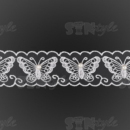 Бабочки из капроновой ленты, ширина 45 мм, намотка 20 ярдов, цвет белый (№ 7) фото 2