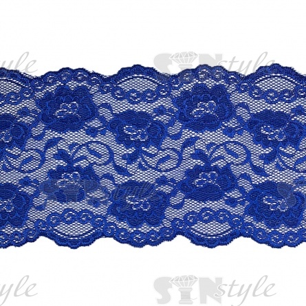 Кружево эластичное, ширина 150 мм, цвет синий, намотка 15 ярдов фото 1