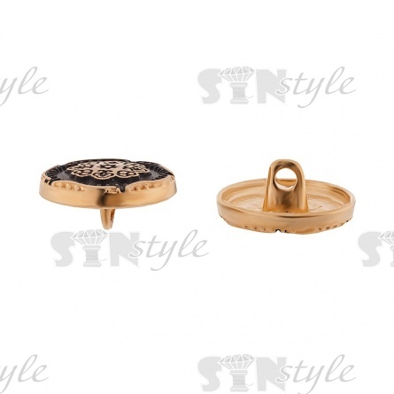 Пуговица металлическая на ножке, золотая с черным, 34L фото 3