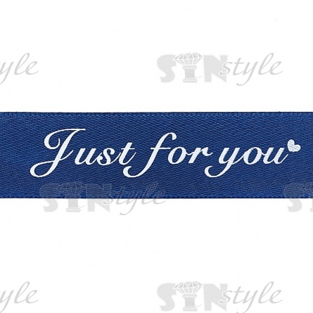 Лента атласная с принтом, ширина 25 мм, намотка 100 ярдов, цвет темно-синий (№38)  фото 3