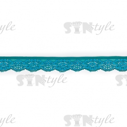 Кружево эластичное, ширина 25 мм, цвет бирюзовый, намотка 15 ярдов, материал лайкра  фото 1
