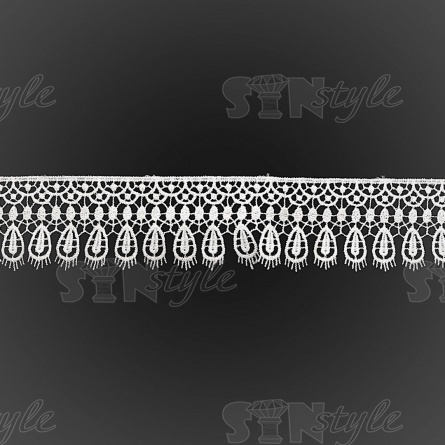 Кружево ажурное матовая нить, ширина 45 мм, цвет белый, намотка 15 ярдов фото 2