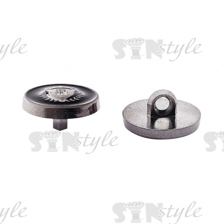 Пуговица пластиковая на ножке, размер 28L, цвет никель+черный фото 2