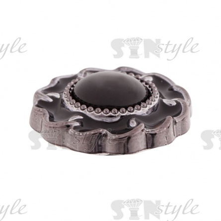 Пуговица пластиковая на ножке, размер 28L, цвет никель+черный фото 3