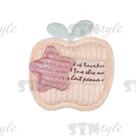 Аппликация 3D "Яблочко", цвет шампань, размер 35х35 мм фото 1