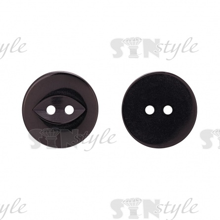 Пуговица пластиковая на два прокола, черная, 24L фото 1