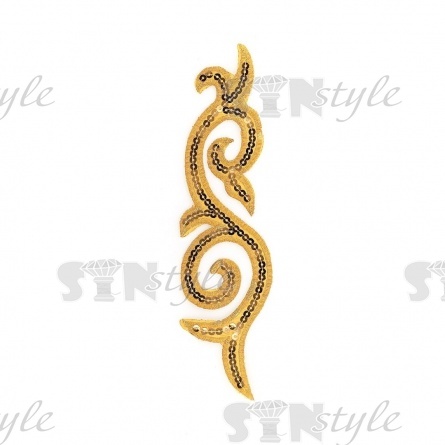 Термоаппликация орнамент с пайетками, цвет золотой, размер 65х235 мм фото 1