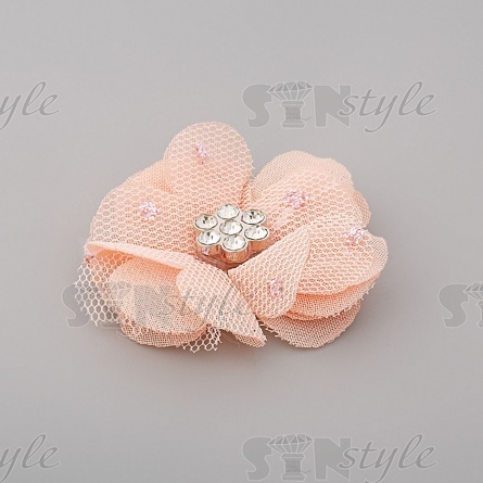 Цветочки декоративные, цвет персик, размер 40 мм,  фото 2