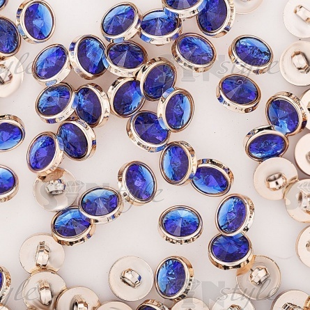 Пуговица пластиковая на ножке, цвет золотой+синий, размер 20L фото 3