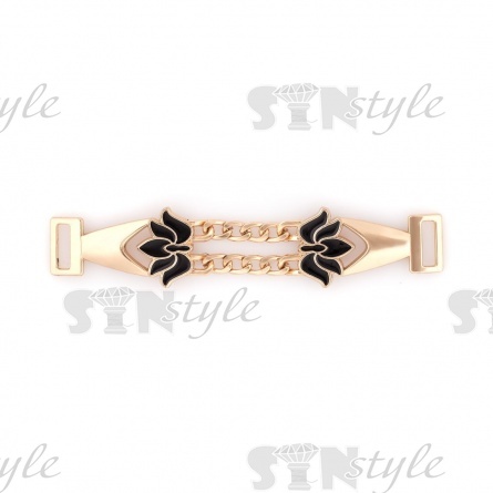 Декоративное украшение пришивное металлическое, цвет золото+черная эмаль, размер 135х27 мм фото 1