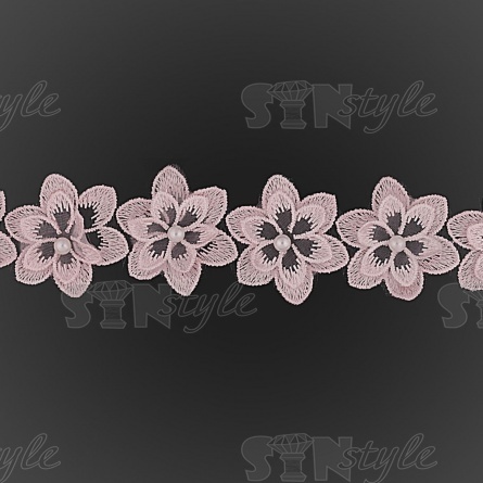 Цветочки из капроновой ленты, размер 45 мм, намотка 20 ярдов, цвет персиковый (№19)  фото 3