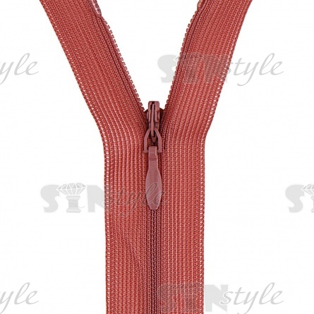 Молния спираль, тип 3, потайная, неразъемная, основа капрон, длина 50 см, цвет 213 (кирпичный), бегунок цвета основы фото 2