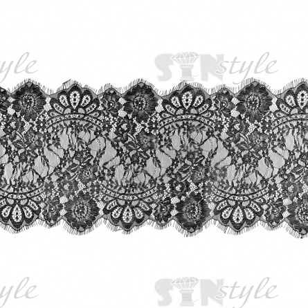Кружево "Французское", ширина 265 мм, цвет черный, длина 3 метра фото 2