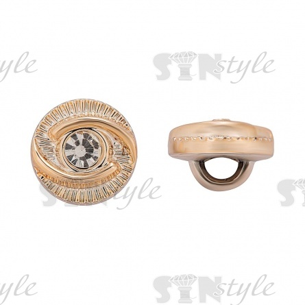 Пуговица пластиковая на ножке, круглой формы, цвет золотой, белая страза в центре, размер 18L фото 1