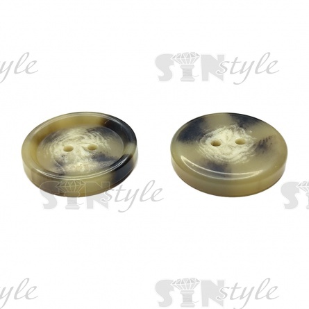 Пуговица пластиковая на два прокола, размер 32L, цвет темно-бежевый+черный фото 2