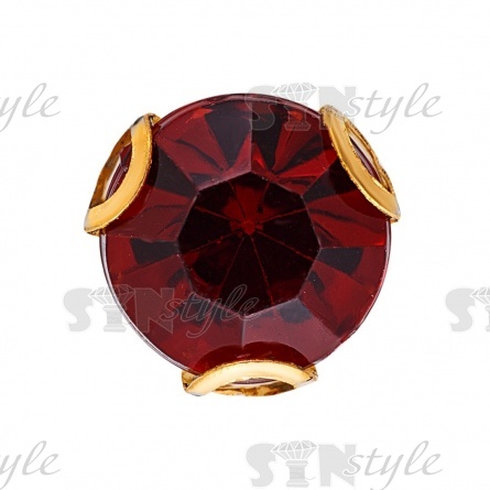 Стразы пришивные акриловые в цапах, форма круг, цвет золото+бордовый, диаметр 7 мм, 720 шт/уп. фото 1