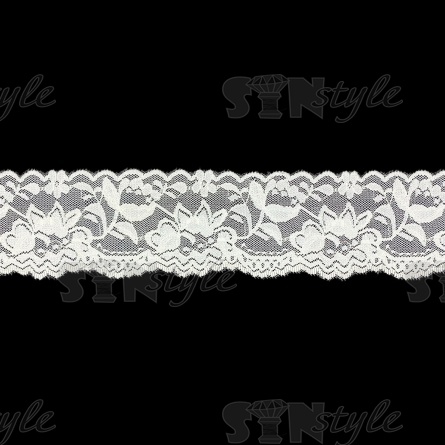 Кружево эластичное, ширина 55 мм, цвет шампань, намотка 15 ярдов, материал лайкра  фото 1