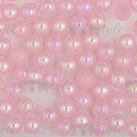 Полубусины под жемчуг пластиковые, размер 8 мм, цвет розовый радужный фото 2
