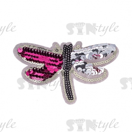 Термоаппликация "Стрекоза" с пайетками, размер 100 мм х 60 мм фото 2