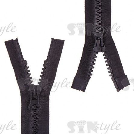 Молния трактор, тип 8, разъемная, двухзамковая, простой бегунок, длина 80 см, цвет 322 (черный) фото 2