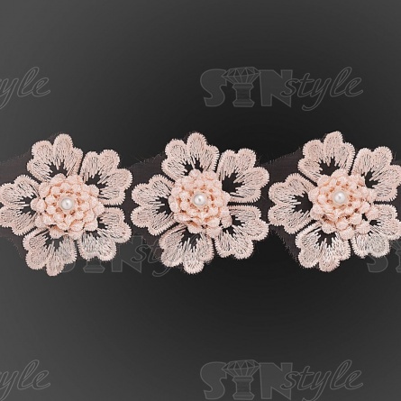 Цветочки из капроновой ленты, размер 55 мм, цвет персиковый, намотка 20 ярдов, 17 шт/ярд фото 3