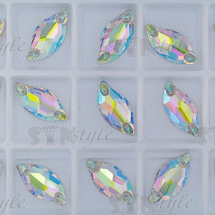 Стразы пришивные стеклянные "лепесток", цвет радужный (голография), размер 10 мм х 20 мм фото 2